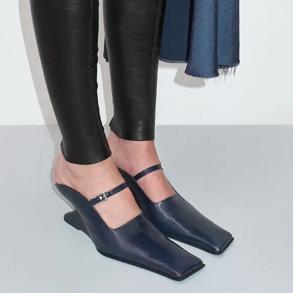 Miista ALDITH navy blue mules pumps cut out subversive designer sculpted - Picture 4 of 16